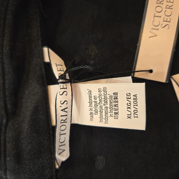 NWT Victorias Secret Satin Polka Dot Solid Pajama Set Black Size XL - Picture 9 of 15